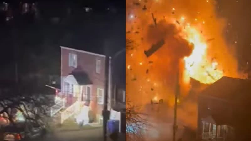 Cenas de vídeo que capturou explosão de casa nos Estados Unidos - Reprodução/Vídeo/X