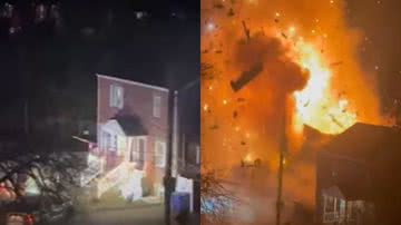 Cenas de vídeo que capturou explosão de casa nos Estados Unidos - Reprodução/Vídeo/X