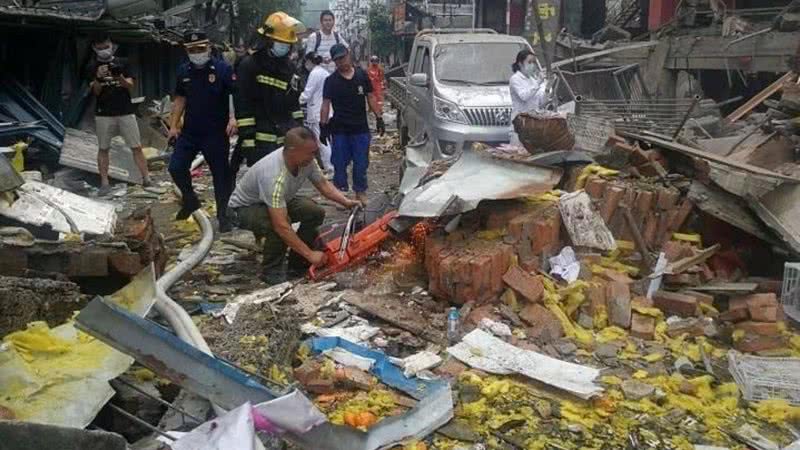 Imagem registra escombros da explosão - Divulgação / Twitter / ShamshadNews