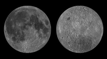 Comparação entre o lado visível (esq.) e oculto (dir.) da Lua - Divulgação/NASA