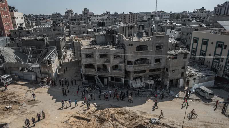Fotografia de prédios em Gaza, em maio de 2021