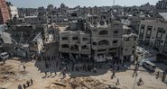 Fotografia de prédios em Gaza, em maio de 2021 - Getty Images
