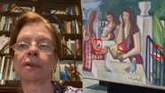 Elisabeth Di Cavalcanti, filha do pintor Di Cavalcanti (esq.) e tela "As Mulatas", de Di Cavalcanti, danificada no Planalto (dir.) - Reprodução/Twitter/GloboNews
