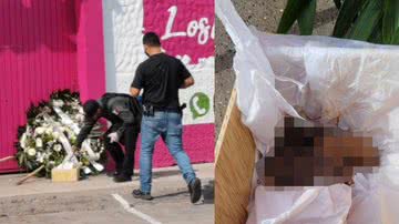 Fotografias mostrando os objetos deixados na frente do local - Divulgação/ Polícia da Cidade do México
