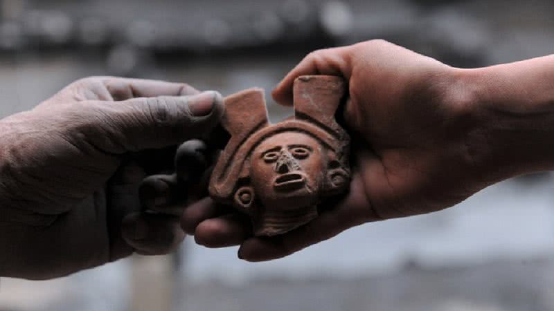 Cabeça de estatueta que representa a deusa Cihuacóatl