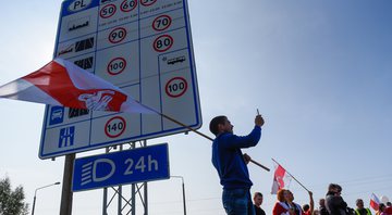 Marcha de solidariedade para a Bielorrússia que termina na passagem da fronteira polonesa-bielorrussa em 2020 - Getty Images