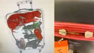 Fotografia do raio-X da mala, e do seu exterior - Divulgação/ TSA
