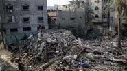 Território destruído em Gaza após bombardeio de Israel - Getty Images