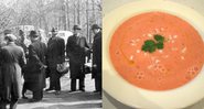 Gestapo, a polícia secreta nazista; e o gaspacho, a sopa fria à base de tomates - Montagem/Domínio Público e avlxyz via Wikimedia Commons