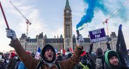 Manifestantes antivax durante protestos em Ottawa - Getty Images