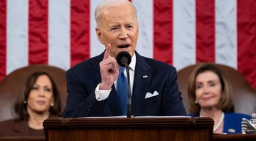 Joe Biden, presidente dos EUA, durante pronunciamento no Congresso - Getty Images