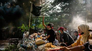 Protestos antigolpe em Mianmar - Getty Images