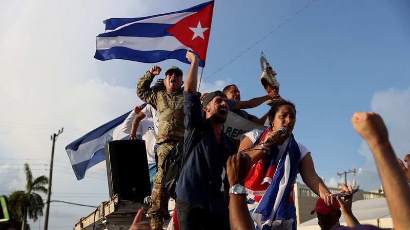 Imagem dos protestos ocorridos no último domingo, 11, em Cuba - Getty Images