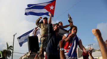 Imagem dos protestos ocorridos no último domingo, 11, em Cuba - Getty Images