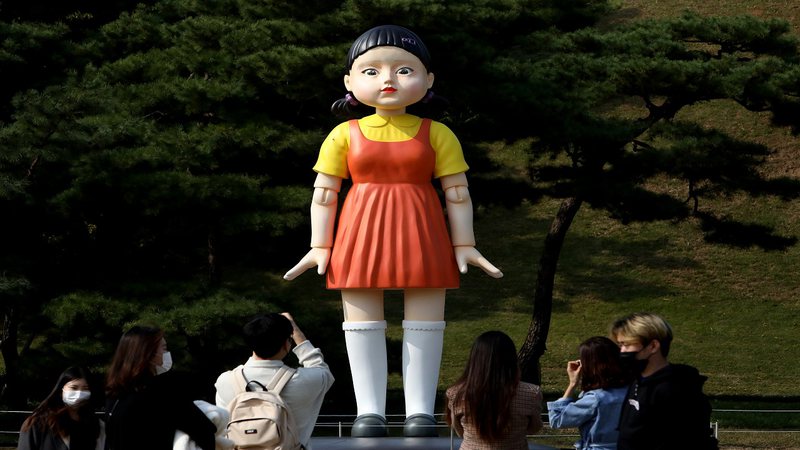 Boneca de Round 6 em exposição na Coréia do Sul - Getty Images
