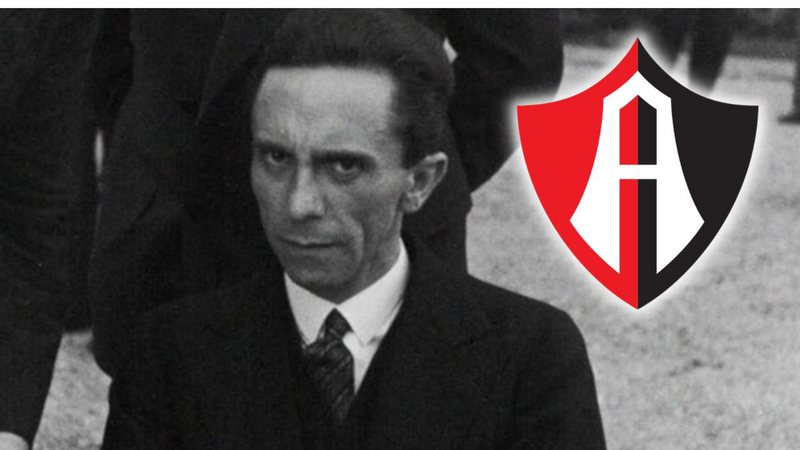 Montagem de Joseph Goebbels com logo do Atlas FC - Wikimedia Commons e Domínio Público