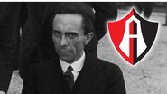 Montagem de Joseph Goebbels com logo do Atlas FC - Wikimedia Commons e Domínio Público