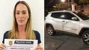 Andréa Zaude após prisão em montagem com carro amassado na fuga - Divulgação/Polícia Civil de SP