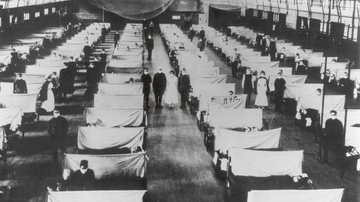 Retrato tirado durante a gripe espanhola de 1918 exibindo diversos pacientes - Reprodução /  Universidade do Colorado em Boulder