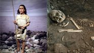 Montagem da reconstrução do garoto norueguês e seu esqueleto - Divulgação / Oscar Nilsson e Terje Tveit/The Museum of Archaeology, University of Stavanger