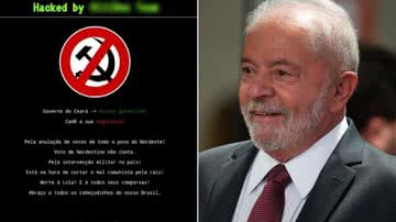 Ataque hacker e foto de Lula - Reprodução e Getty Images