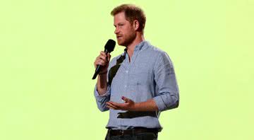 Harry discursando durante o Vax Live - Getty Images