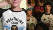 Personagens de Stranger Things usam camiseta do Hellfire Club - Divulgação / Redes sociais e Divulgação/Netflix