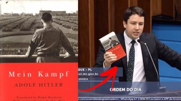 Parlamentar mostra capa de Mein Kampf, de Adolf Hitler - Divulgação / ALEMS