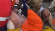 Homem com cigarro em sua boca durante resgate de terremoto - Reprodução / Vídeo