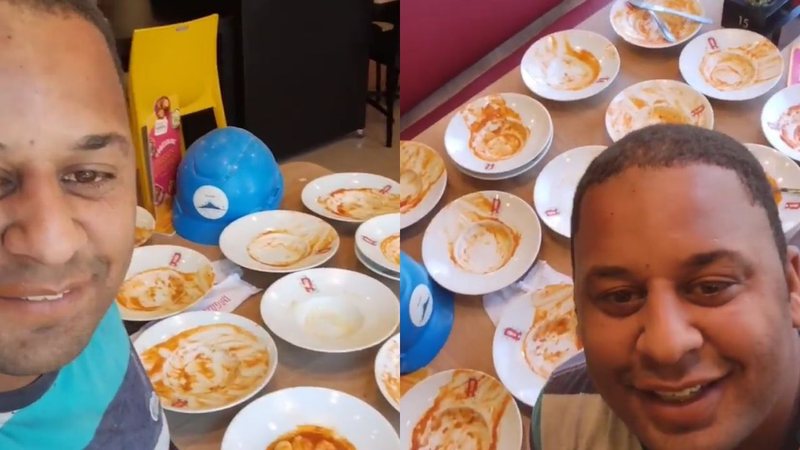 Imagens do homem com todos os pratos de massa - Divulgação/ @jc_apoloniopinturas