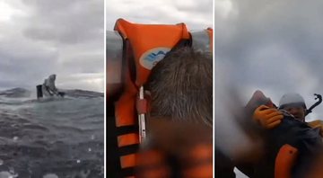 Idoso sendo resgatado do alto mar - Divulgação/YouTube/The Hot News
