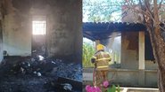 Interior e exterior da casa do idoso que tentou matar aranhas com um lança-chamas - Divulgação / Corpo de Bombeiros MG