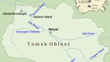 A ilha de Nazino no mapa - Reprodução