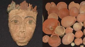 Artefatos encontrados no sítio arqueológico de Meir, em Qusiya, no Egito - Reprodução / Redes Sociais / Ministry of Tourism and Antiquities
