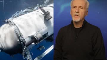 O submarino que implodiu e o diretor James Cameron - Reprodução / OceanGate e Reprodução / Vídeo