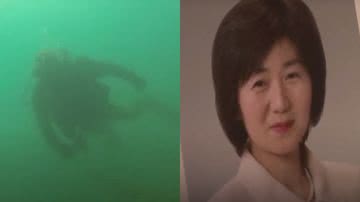 Yasuo Takamatsu durante mergulho e retrato de Yasuo - Reprodução/Vídeo/Youtube