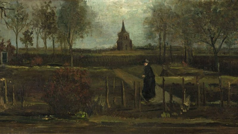 Fotografia da pintura Jardim Paroquial de Nuenen, de Van Gogh - Wikimedia Commons