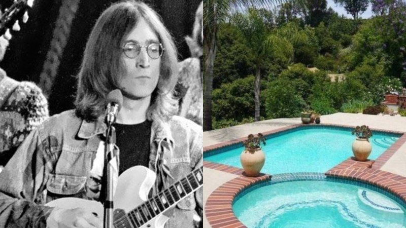 Fotografia de John Lennon ao lado de imagem da casa - Domínio Público/ Creative Commons/ Wikimedia Commons/ Divulgação