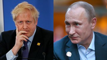 Boris Johnson, ex-premiê britânico, e Vladimir Putin, atual presidente russo - Getty Images