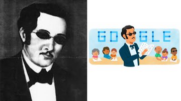 Montagem com retrato de José e homenagem do Google - Domínio Público / Google