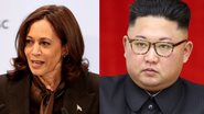 Montagem mostrando Kamala Harris e Kim Jong-un - Getty Images