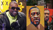 Kanye West (à esqu.) e homenagem a George Floyd (à dir.) - Reprodução/Vídeo/Youtube e Getty Images