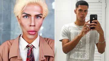 Felipe Adam como Ken humano à esquerda e de forma natural à direita - Divulgação / Redes Sociais / Instagram / @felipe_adam