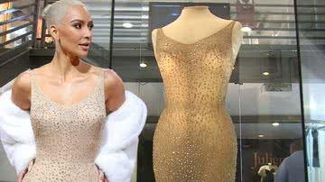 Kim Kardashian no Met Gala 2022 e o vestido de Monroe - Divulgação/Vídeo/Youtube e Getty Images