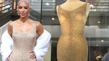Kim Kardashian e o vestido de Monroe (montagem) - Getty Images e Divulgação/Vídeo