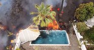 Lava invadindo piscina em La Palma - Divulgação / Vídeo / Twitter / Cédric Faiche