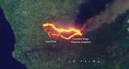 Satélite registra rastro de lava no dia 26 de setembro - Divulgação/Landsat 8/Earth Observatory/Nasa