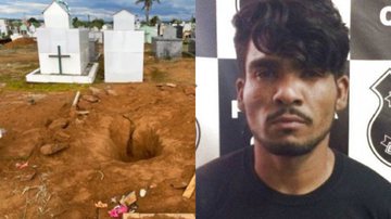 Imagem do túmulo violado (esq.) e de Lázaro (dir.) - Divulgação/ Polícia Civil de Goiás