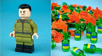 Volodymyr Zelensky e coquetel molotov são transformados em Lego - Divulgação/ Citizen Brick