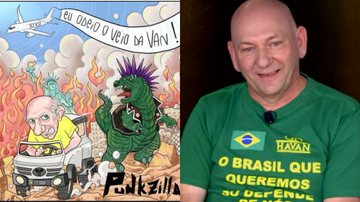 A capa da música 'Eu odeio o Véio da Van' e o empresário Luciano Hang - Divulgação/Punkzilla e Reprodução/Vídeo